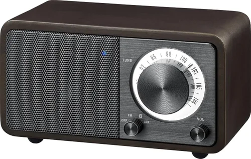 Miniatura 2 de Sangean WR-7DK - Mini altavoz Bluetooth de madera con sintonizador de radio FM y Aux-in cereza oscura