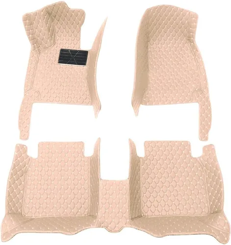 Alfombrillas de coche personalizadas, adecuadas para el 98% de los modelos de automóviles, alfombrillas antideslizantes de cuero sintético PU, Beige
