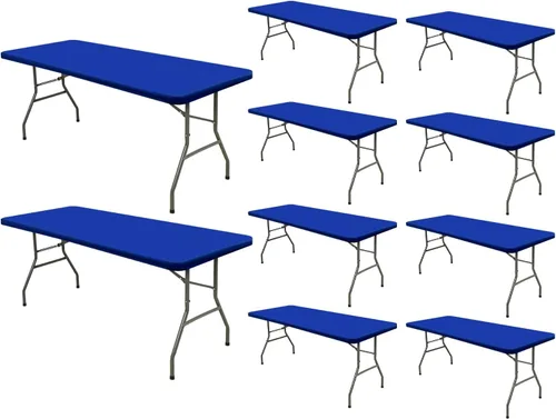 Miniatura 11 de Pack de 6 manteles de picnic elásticos ajustados para mesas rectangulares de 6 pies, impermeables, lavables, de spandex para patio, plegables