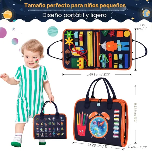 Miniatura 7 de Tabla Ocupada de Juego Montessori para Niños Pequeños: Juguetes Montessori para Niños Pequeños de 1 a 3 Años Libro de Actividades Educativas Tabla