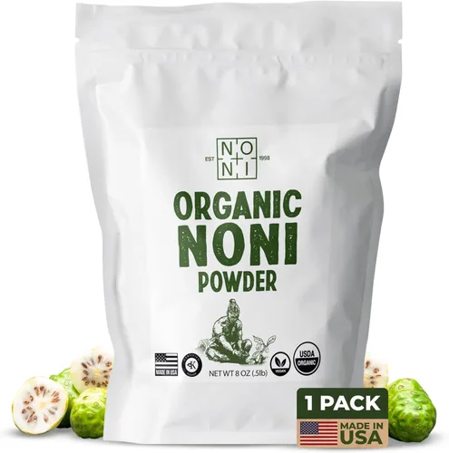 Healing Noni - 1 bolsa de plástico con cremallera de 8 onzas - Polvo orgánico 100% puro - Fruta fresca sin azúcar totalmente natural - Farm Direct -