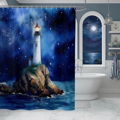 Miniatura 31 de Castle Fairy Cortinas de ducha impermeables 3D de sirena de ensueño, tela de paisaje, cortina de ducha de baño, diseño de mar, miau, pájaros