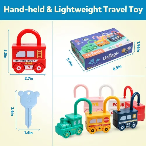 Miniatura 6 de Montessori - Juguetes de aprendizaje para clasificar y combinar, cerraduras y llaves para niños pequeños, juguete sensorial de motricidad fina