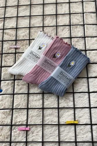 Miniatura 4 de Doitall Calcetines largos con volantes para mujer, 3 pares