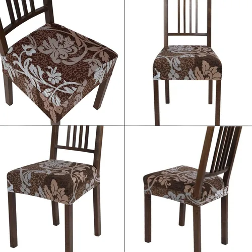 Miniatura 7 de SearchI - Juego de 6 fundas elásticas para asiento de silla de comedor, suaves, extraíbles y lavables, protectores de asiento de comedor