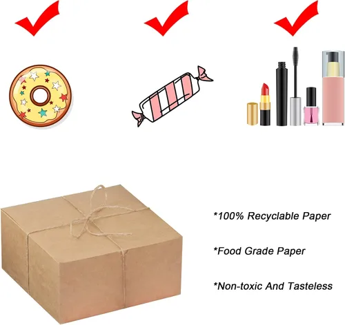 Miniatura 6 de Xxcxpark 16 cajas de regalo de papel kraft marrón de 8 x 8 x 4 pulgadas, caja decorativa de regalo de papel kraft con tapa para manualidades, cubos