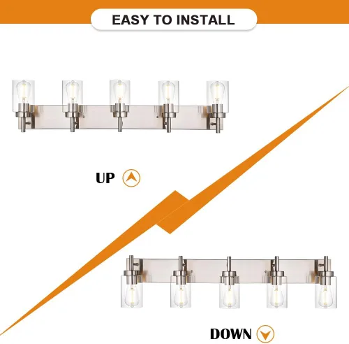 Miniatura 6 de Lámpara de tocador de baño de 5 luces, apliques de níquel cepillado, iluminación de pared, moderna lámpara industrial de montaje en pared