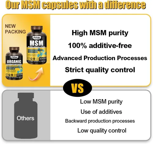 Miniatura 6 de Cápsulas MSM de 1000 mg – 99.9% azufre orgánico puro para comodidad de las articulaciones, cabello, piel y uñas, sin estearatos, sin rellenos