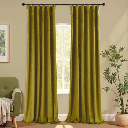 Miniatura 24 de Cortinas de terciopelo con trabilla trasera de 52 x 63 pulgadas de color naranja quemado de KOUFALL