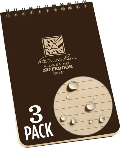 Miniatura 29 de Rite In The Rain Cuaderno de espiral superior resistente a la intemperie, 4 x 6 pulgadas, cubierta negra, patrón universal (No. 746-3), paquete de 3