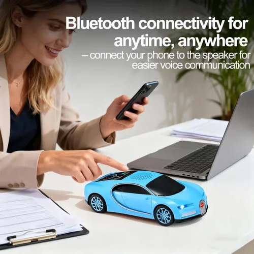 Miniatura 7 de WSTER Altavoz Bluetooth de lujo modelo de automóvil deportivo con sonido HD, emparejamiento estéreo TWS, pantalla de visualización, micrófono Azul