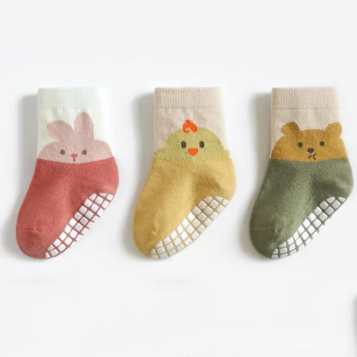Calcetines tobilleros antideslizantes para niños pequeños con pinzas para recién nacidos, elásticos, para bebés de 1 a 3 años, 3 pares