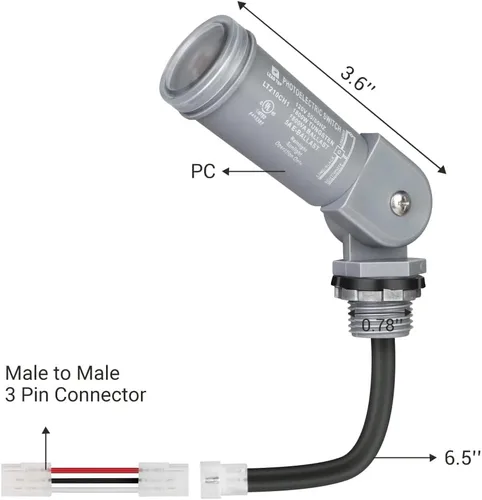 Miniatura 9 de DEWENWILS Sensor de atardecer a amanecer de 120 VCA, interruptor de sensor de luz, montaje giratorio, control de luz de fotocélula