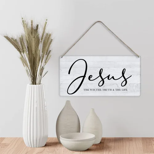 Miniatura 6 de Versículo bíblico para decoración de pared para el hogar, letrero de madera rústico para colgar en la pared, letrero religioso cristiano de madera