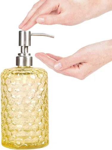 Miniatura 2 de YunNasi Dispensador de jabón líquido de 17 onzas, dispensador de jabón de vidrio y boquilla de acero inoxidable para baño, inodoro o cocina (verde)