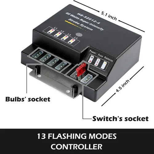 Miniatura 4 de Hideaway - Kit de luces estroboscópicas 4 bombillas HID 13 modos intermitentes función de recuperación de memoria, cable de alimentación de 16 pies
