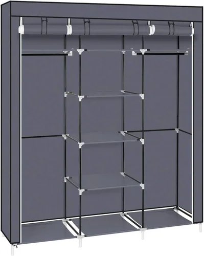 Miniatura 10 de Armario portátil de 69 pulgadas, organizador de almacenamiento de ropa con tela no tejida, extra fuerte y duradero, rápido y fácil de montar (negro)