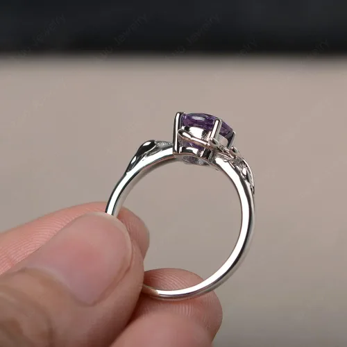 Miniatura 3 de LUO Anillo redondo de plata de ley 925 con piedra preciosa de 0.276 in para mujer