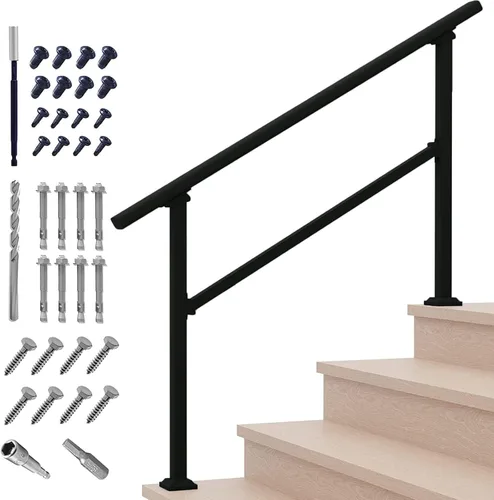 Miniatura 23 de Pasamanos para escalones al aire libre adecuados para 1 a 3 escalones, barandilla de escalera de hierro forjado, paso estable con pasamanos de 3