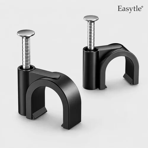 Miniatura 8 de Easytle Abrazaderas de cable de plástico, 100 clips de cable de 0.394 pulgadas, clips de cable coaxial, clips de cable coaxial, clips de cable