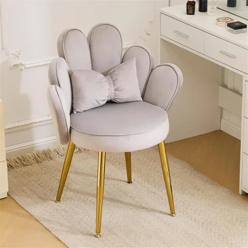 Miniatura 11 de VINGLI Silla de Maquillaje de Pétalo con Respaldo, Silla de Escritorio Linda para Niñas Sin Ruedas, Silla de Comedor Moderna, Pequeña Silla
