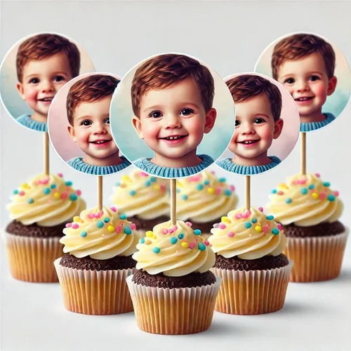 Miniatura 10 de Clarent - Decoración personalizada para cupcakes, divertidos adornos de postre con recorte de cara, adorno para pastel, recorte de cabeza de foto