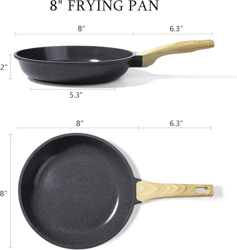 Miniatura 7 de GiPP Sartén antiadherente – Sartén antiadherente de 8 pulgadas con revestimiento de cerámica, sartenes no tóxicas para cocinar, sartén para tortilla