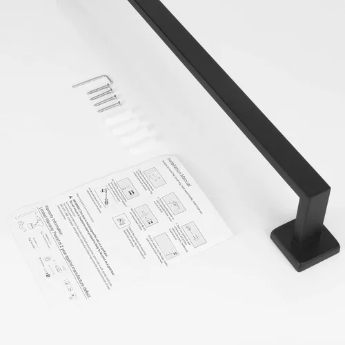 Miniatura 9 de NearMoon - Barra para toallas, accesorios de baño de acero inoxidable premium cuadrado de espesor para toalla de ducha en baño, soporte de toalla