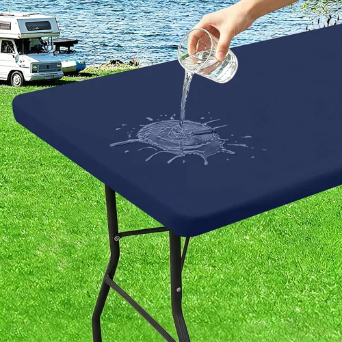 Miniatura 13 de homing Mantel rectangular elástico ajustable de 4 pies, funda de tela impermeable, mantel de poliéster lavable para cenas, fiestas, otoño