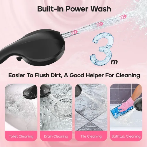 Miniatura 4 de Cabezal de ducha filtrado con portátil, cabezal de filtro de ducha de alta presión con 9 ajustes para agua dura, rociador eléctrico integrado, Negro