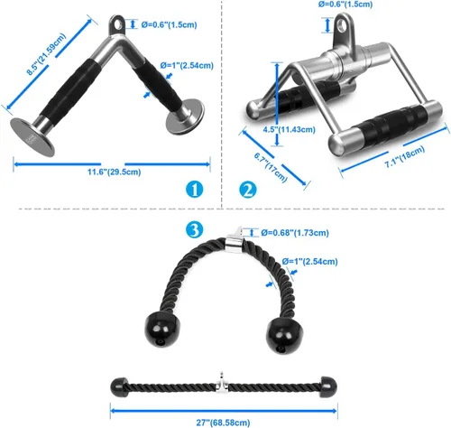 Miniatura 5 de POWER GUIDANCE Cable Machine Attachment, LAT Pulldown Attachments, Cable Attachments for Gym, Home Gym Accessories