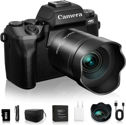 Cámaras digitales para fotografía, NIKICAM 4K 64MP WiFi Vlogging Cámara para YouTube con pantalla táctil de 4 pulgadas, cámara dual, Flash, tarjeta