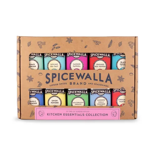 Spicewalla Juego de especias y condimentos esenciales, paquete de 10 variedades, ajo, cebolla, pimentón, pimiento rojo triturado, orégano y más|