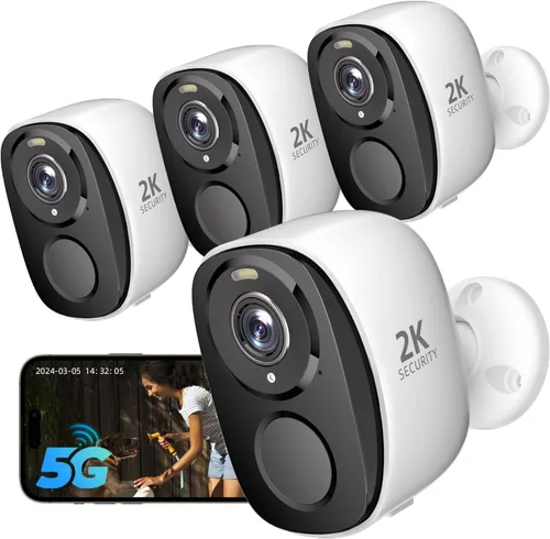 Miniatura 11 de Rraycom Paquete de 4 cámaras de seguridad inalámbricas para exteriores 5G/2.4G, cámara de 2K alimentada por batería con detección de movimiento AI