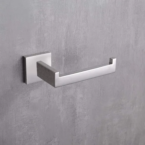 Miniatura 8 de TASTOS Soporte de papel higiénico de cromo pulido SUS304 de acero inoxidable, moderno soporte cuadrado de medio abierto para baño de 5 pulgadas