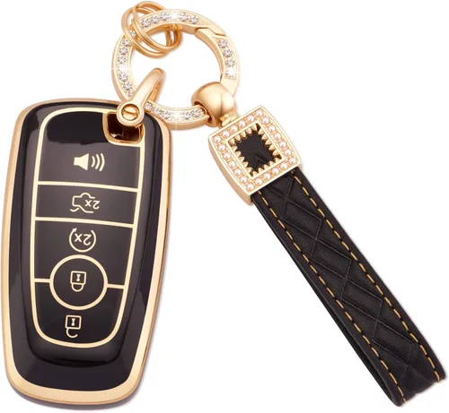 Miniatura 34 de Ekala para Honda Funda para Llavero con Llavero de Cuero, 5 Botones Carcasas de Teclas de TPU Suave Compatibles con Honda Civic Accord Pilot CR-V