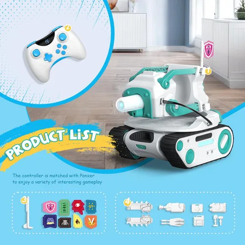 Miniatura 2 de Panxer+Maticontroller - Tanque de batalla RC compatible con robots Eilik en color azul/rosa/DQ/plateado, juguetes de vehículos rastreadores