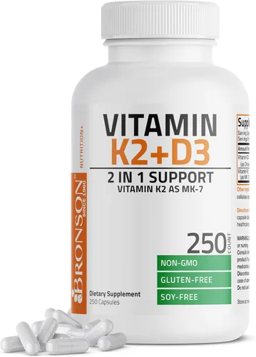 Miniatura 11 de Bronson Vitamina K2 (MK7) con suplemento D3 Fórmula no OGM 5000 UI de vitamina D3 y 90 mcg de K2 MK-7 Fácil de tragar Complejo de vitamina D y K