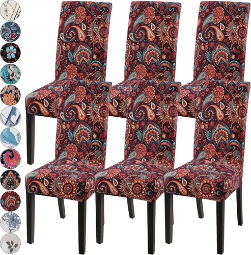 Miniatura 29 de Fundas para silla de comedor Yisun, fundas elásticas para silla de comedor, funda protectora para silla de comedor, mezcla de poliéster, Beige