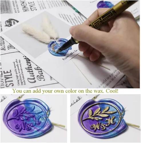 Miniatura 7 de Sello de Cera CRASPIRE Sello de Sellado de Corona Sellos de Cera de 25mm Sello de Sellado de Cabeza de Latón Extraíble con Mango de Madera