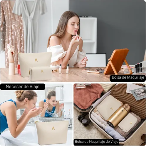 Miniatura 6 de Regalos para mujeres Juego de bolsa de maquillaje inicial para niñas, regalos personalizados para dama de honor, amiga, graduación, profesora