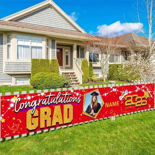 Miniatura 17 de Decoraciones personalizadas para fiestas de graduación 2026 – Cartel de felicitación de graduación grande – Cartel de fondo de graduación