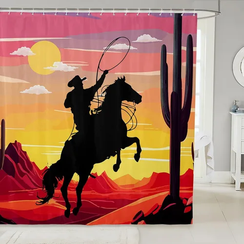 Miniatura 34 de Lindas cortinas de ducha para niños, cortinas rústicas de gallina, decoración de dormitorio de niñas y adultos, girasoles animales, plantas