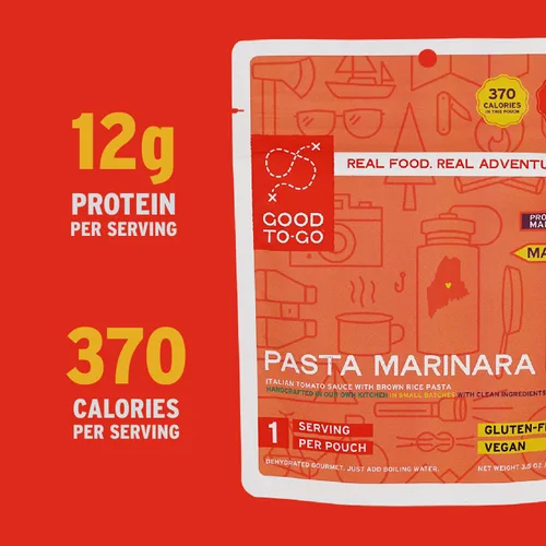 Miniatura 8 de GOOD TO-GO Pasta Marinara - Paquete de 6 porciones individuales) Alimentos para acampar y mochileros Solo tienes que añadir agua para mochileros