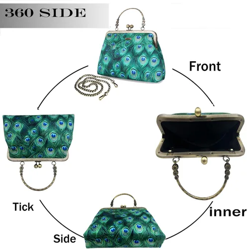 Miniatura 75 de Bolso floral con asa superior, bolso de noche Kiss Lock para mujer, bolso vintage