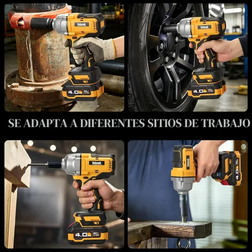 Miniatura 8 de Llave de impacto inalámbrica, 900 pies-libra (1200 N.m) pistola de impacto sin escobillas de 1/2" con batería 2x 4.0Ah, cargador rápido y 6 dados