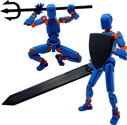 Miniatura 5 de Figura de Acción Dummy20 Impresa en 3D de Tamaño Corporal Ampliado de 8.1 pulgadas, Juguete Mecánico Móvil de Cuerpo Completo, Múltiples Accesorios
