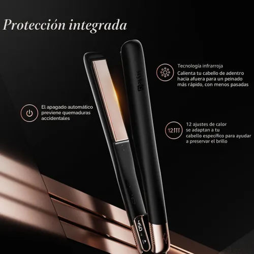 Miniatura 6 de SRILabs StyleQ Plancha plana alisadora de cabello Styler - Tecnología GraphFlow, iones negativos, terapia de luz infrarroja, 12 configuraciones