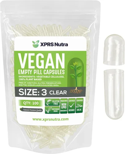Miniatura 13 de XPRS Nutra Cápsulas Vacías Tamaño 3 - 100 Unidades Píldoras Veganas - Cápsulas de Píldoras Vacías Vegetarianas - Llenado de Cápsulas Vegetales DIY
