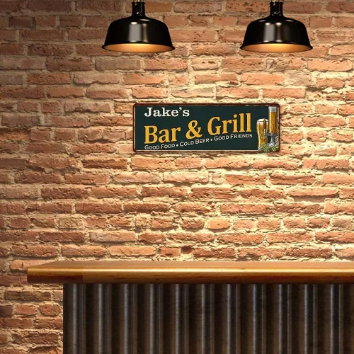 Miniatura 4 de Letrero personalizado de bar y parrilla, letreros con nombre personalizado, decoración de pub de cerveza, decoración de parrilla, para hombre